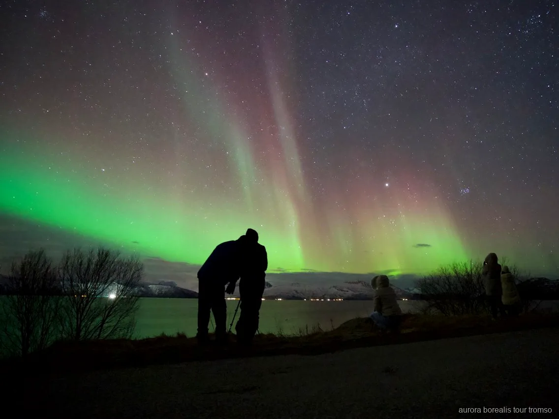 Bus riscaldato usato per la caccia illimitata all'aurora boreale a Tromsø